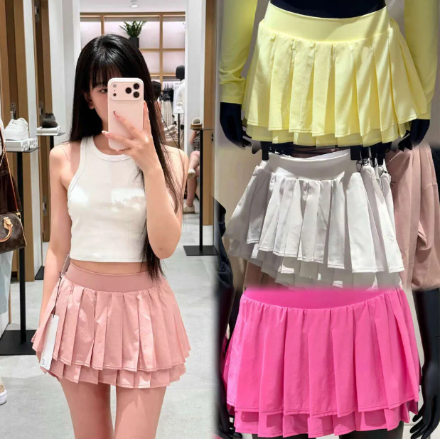 Designer womens yoga tennis skirts set Tank top Women's Yoga Fitness Set 2piece High-Waisted Elastic Waist Slimming Quick-Dry Anti-glare Comfor