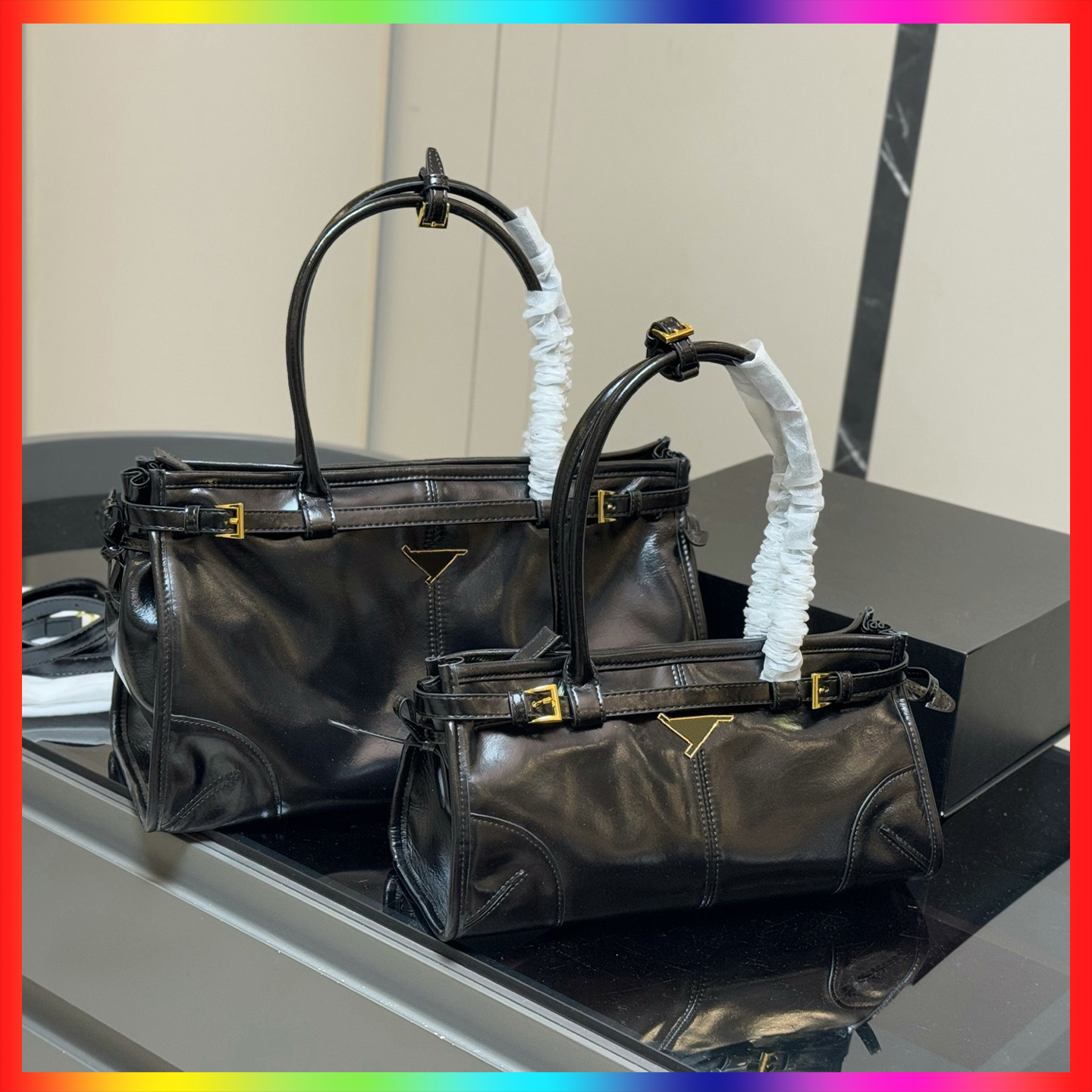 Luxury designer soft lux tote bag triangle symbol blingbling re nylon shoulder bag high quality cleo handbag hobo fashion underarm bag large capacit