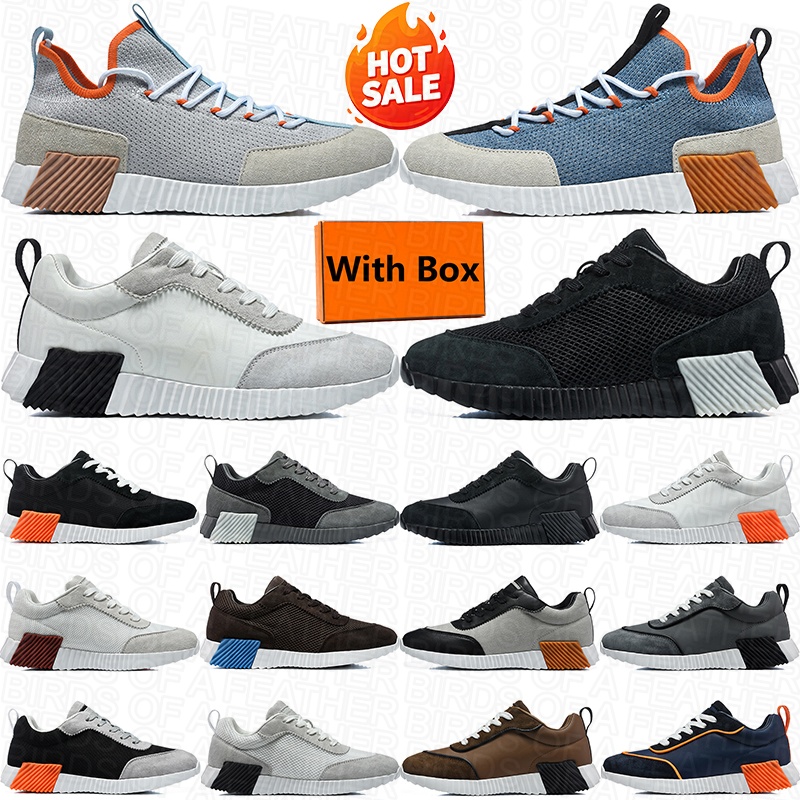 with box running shoes mens trainers designer bouncing sneakers mesh surface luxury suede leather
