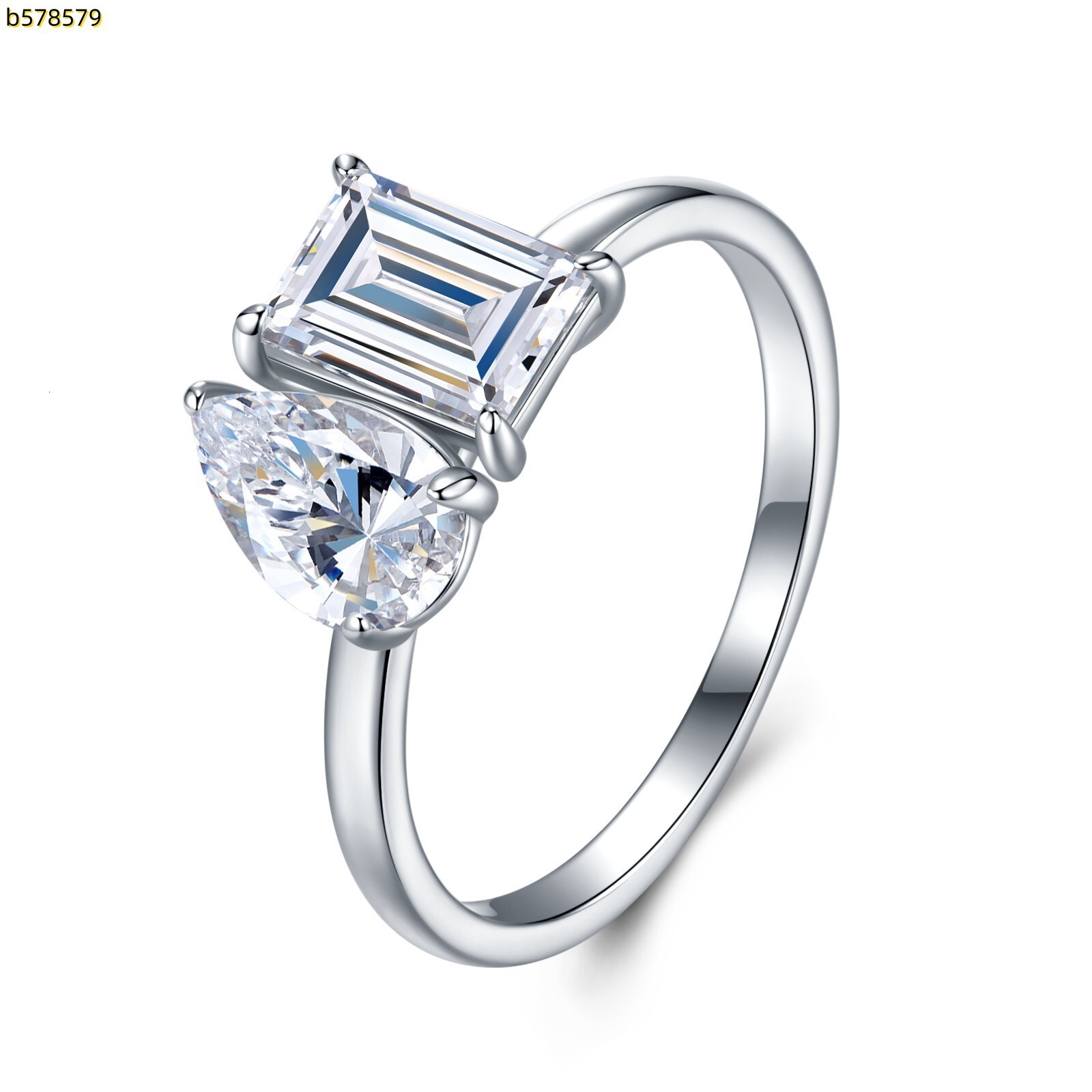 YT Jewelry Silver 925 1ct Pear/Oval/Baguette/Marquise Hiphop Womens Moissanite Rings D VVS1 Pass Test Comes GRA Certificate