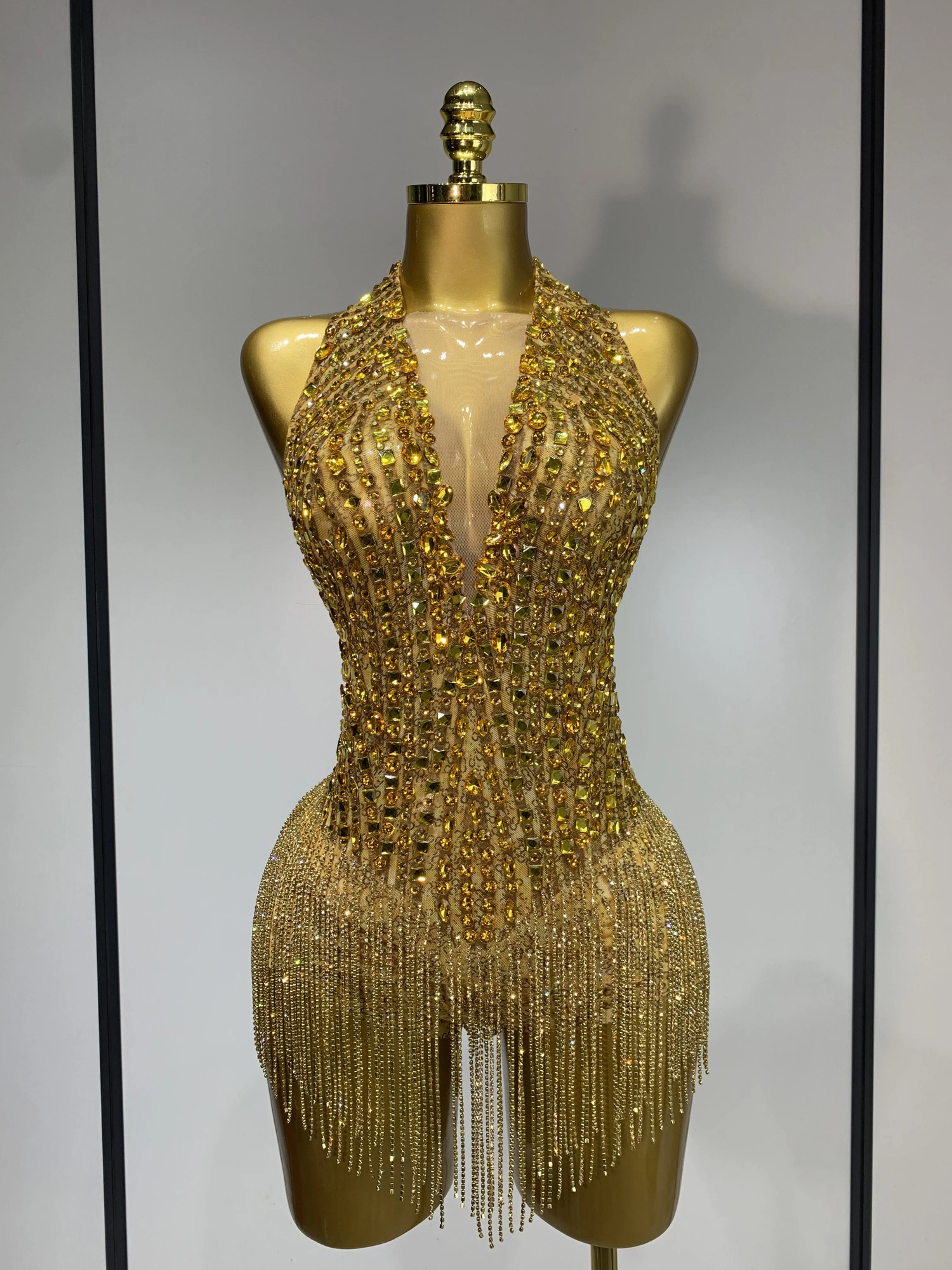 Women Sexy See Through Stretch Bodysuits Birthday Dancer Performance Wear Mesh Rhinestone Nightclub wife Outfit 260715