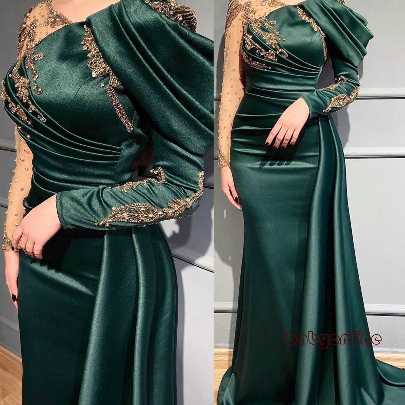 Plus Size Arabic Aso Ebi Luxurious Mermaid Sexy Prom Dresses Beaded Crystals Evening Formal Party Second Reception Birthday Engagement Bridesmaid Go