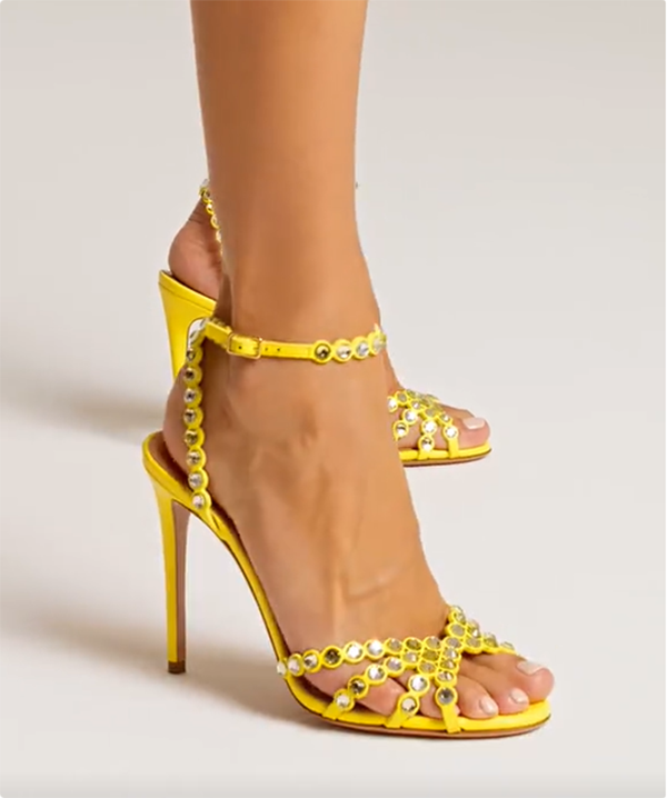 Zzura Tequila Sandal Designer crystal embellished Yellow Suede Sandals Womens High heel Shoes fashion classic leather summer travel high quality bra