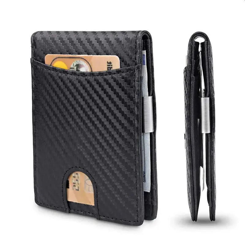 Wallet Mens Credit Card Wallet leather RFID Protection Simple Ultra Thin PU Small Money Clip Purse