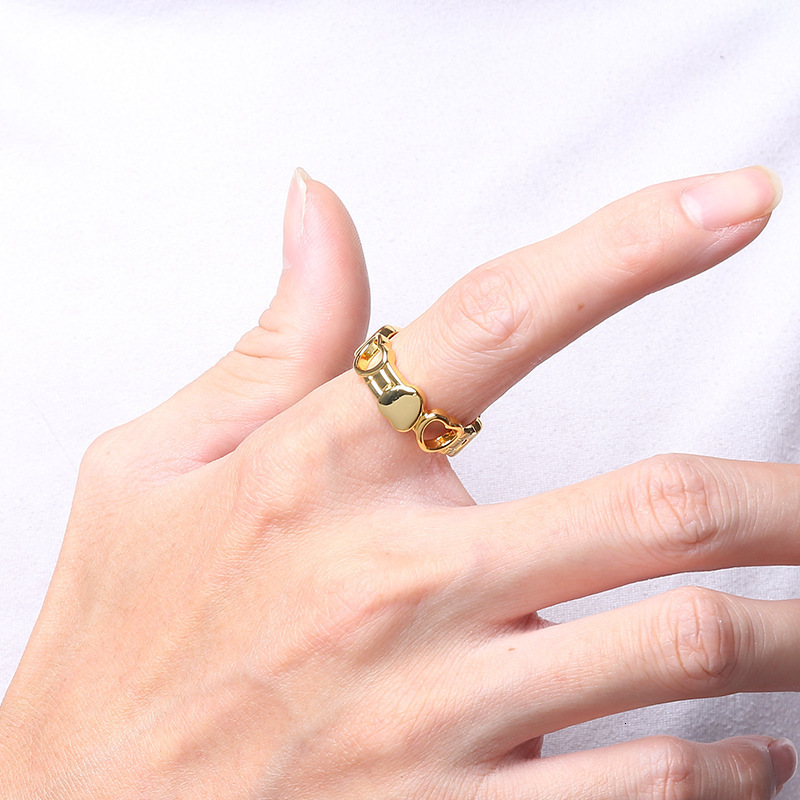 Dingzi retro style asymmetrical heart shaped adjustable ring unisex for couples niche high end jewelry