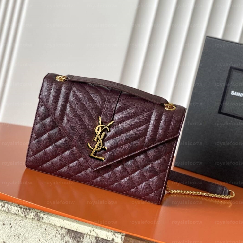 Premium level envelope bag Womens shoulder crossbody bag designer handbag mirror quality nenvelope loulou bag Luxury bag Grain leather commuter purs