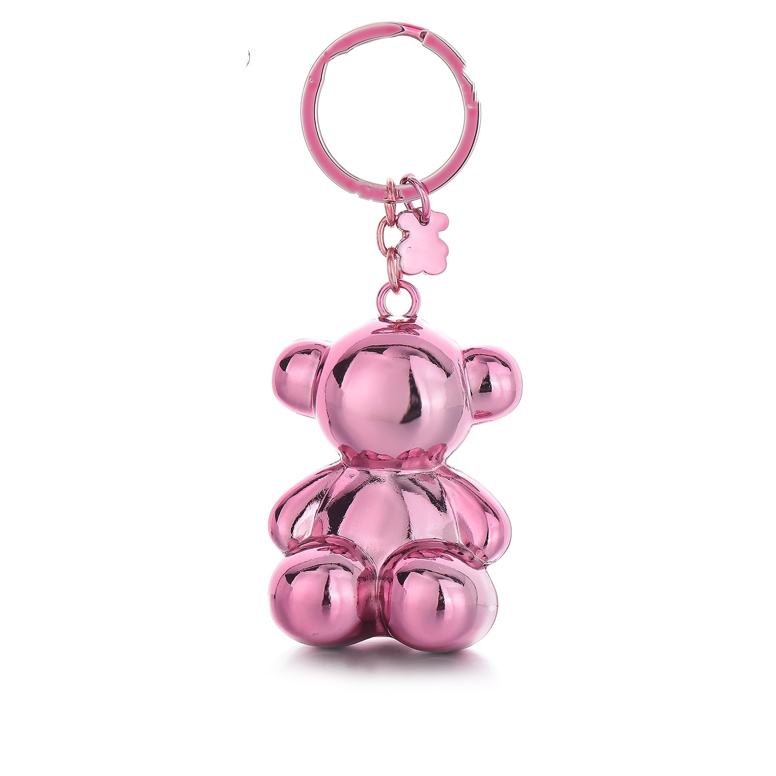 Hot Fashion Women Girls Silver Rose Gold Stainless Steel Pink Purple Blue Drop Oil Keychain Rings Jewelry A Gift