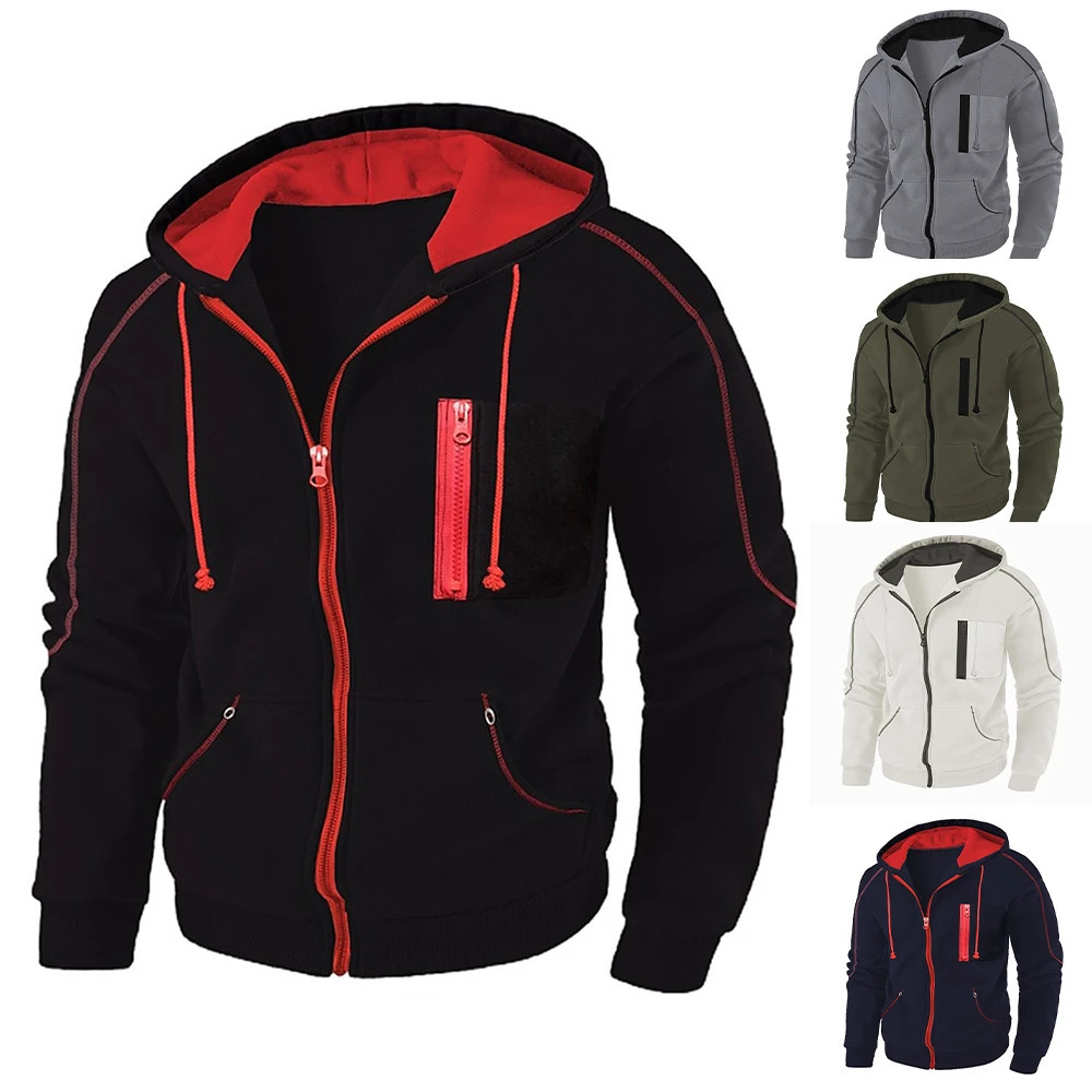 Mens Full Zip Hoodie Jacket Hooded Plain Pocket Sports Outdoor Daily Sports Stamping ner Basic Casual Sweatshirts 260715BJ