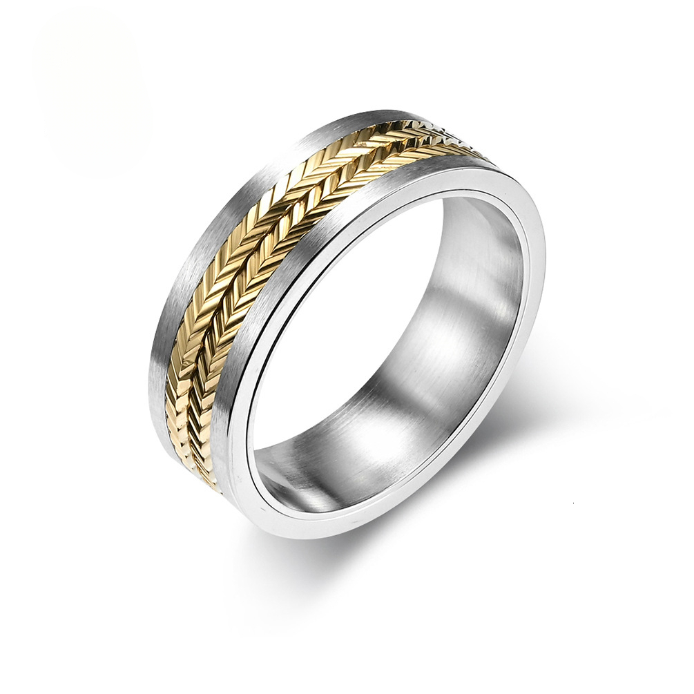 European and American New Wheat Ear Pattern Combination Rotating Men's Ins Style Hip Hop Retro Titanium Steel Unisex Ring