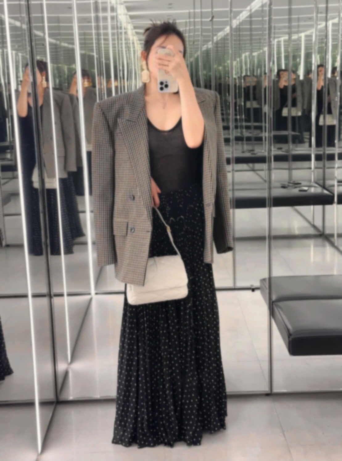 Womens suit jacket designer blazer double-breasted jacket SLP plaid wool blend work jacket designer clothes women luxury coat women skirt suit