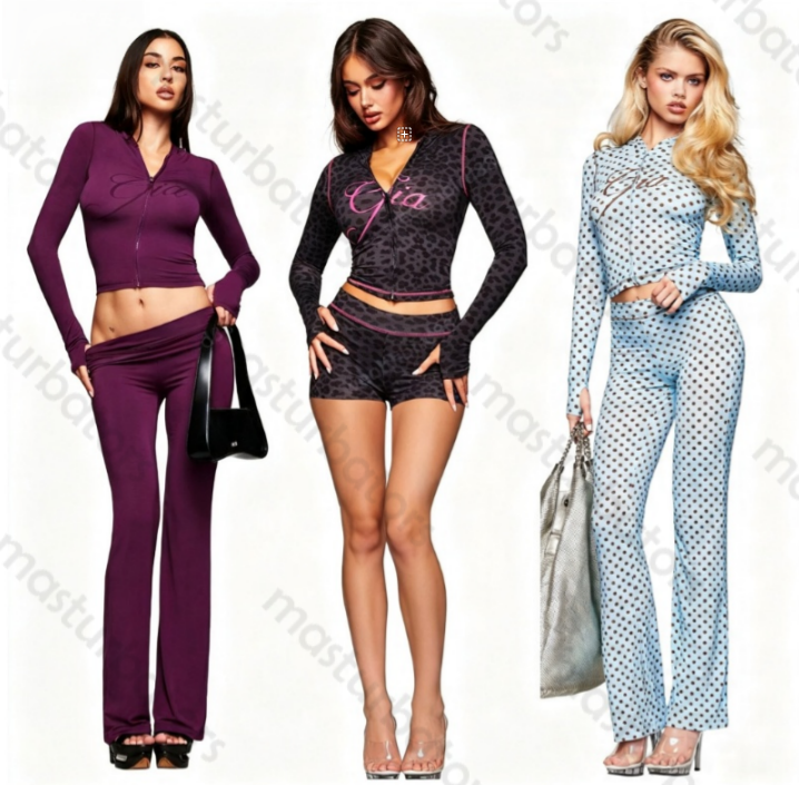 Designer iam gia Womens Tracksuits Thicken Two 2 Piece Set Outfits For Women Flared Pants Zip-up Cap Long Sleeve High Spring Top & Low Waist Micro S