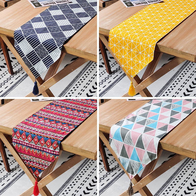 Chemin de Table en lin et coton épais Double couche, nappe décorative de Style japonais, housse anti-poussière pour meuble TV à chaussures.PG9L01