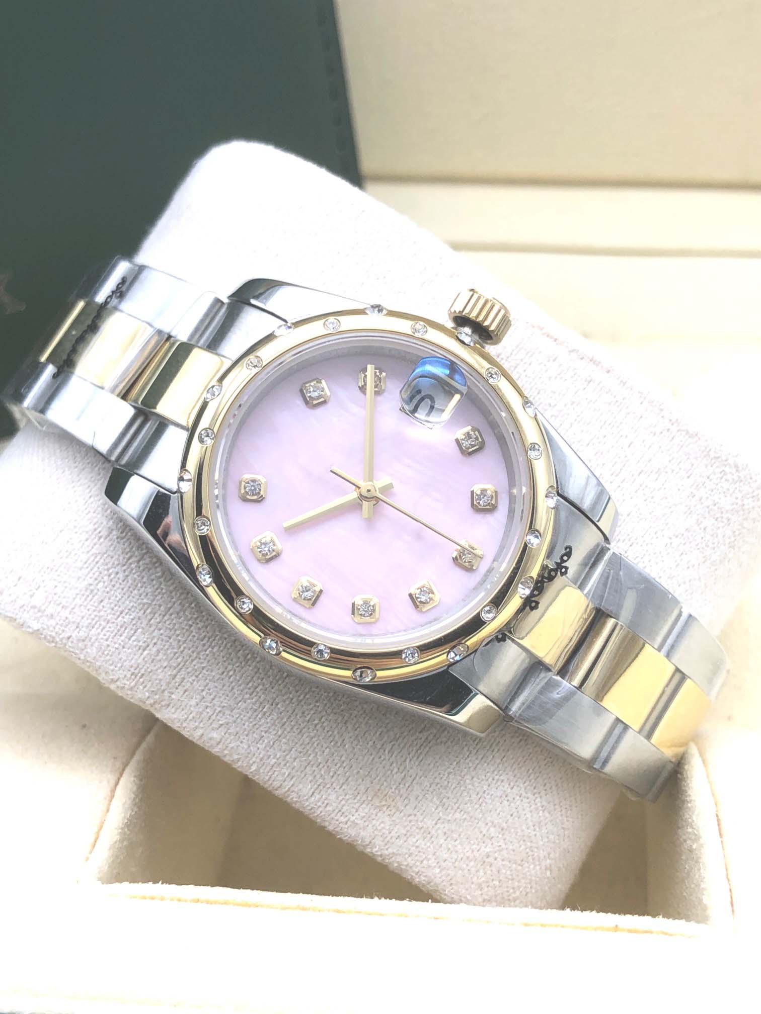 The latest version New model log drill bit surface Pink Red Shell-shaped surface dial 31mm m278381 Ladies Watch Women's Watches Stainless steel