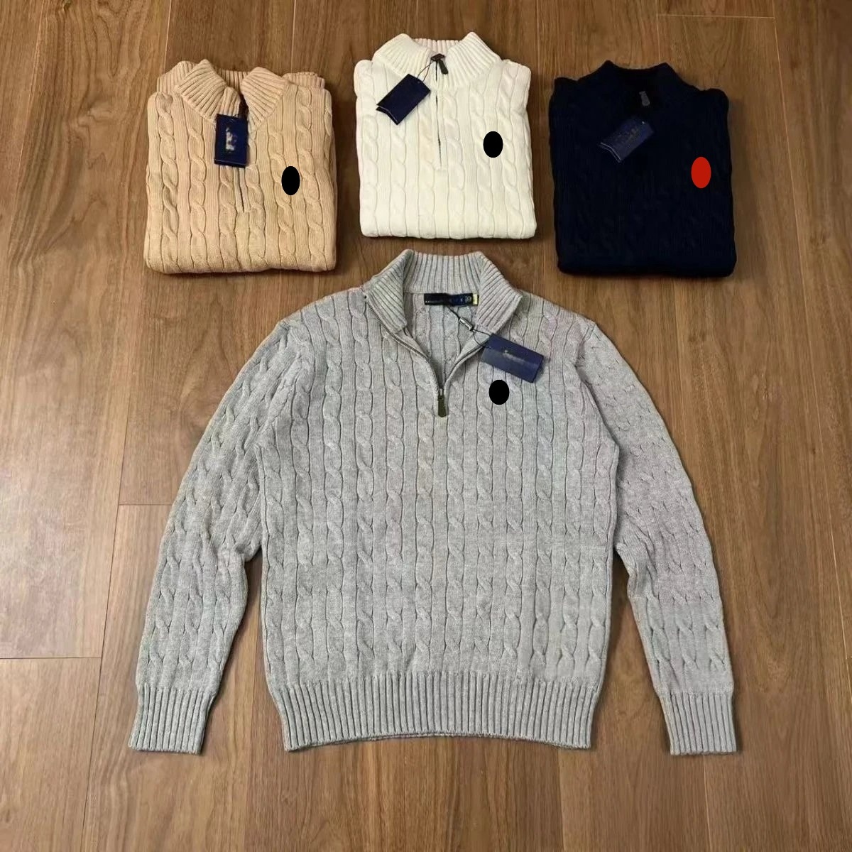 Designer Ralf Polo Men Cashmere Sweater Embroidery Womens pull Quarter Zip Jumper Wool Knit Cardigan Wweaters Femme Jackets Long sleeve Tops Size M