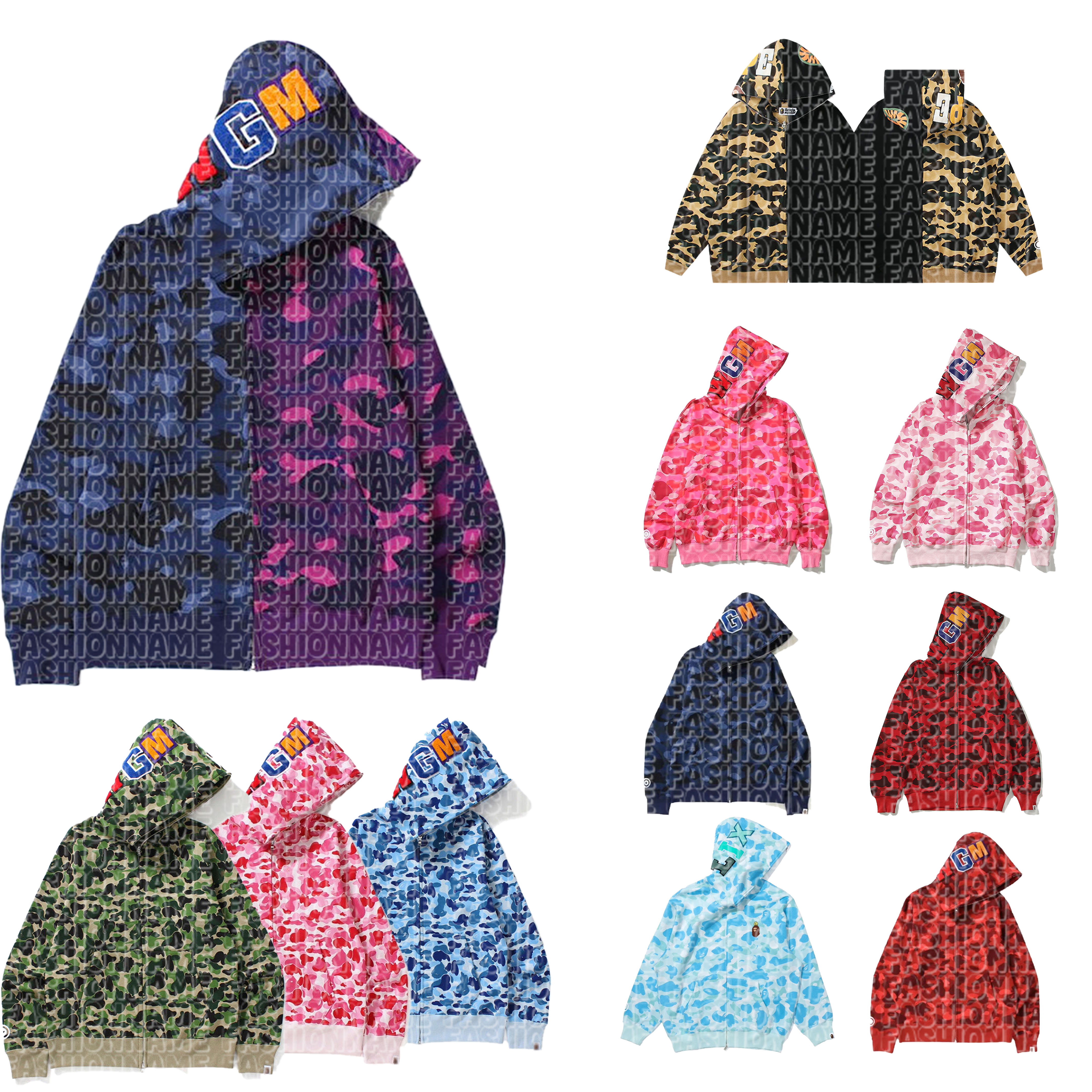 bapecy new Shark bapMen Hoodie bapecyDesigner High Quality Fashion Men 001hoodi Hoodi Cartoon Camouflage Shark Pattern Hoodie Cotton Coat Casual Swe