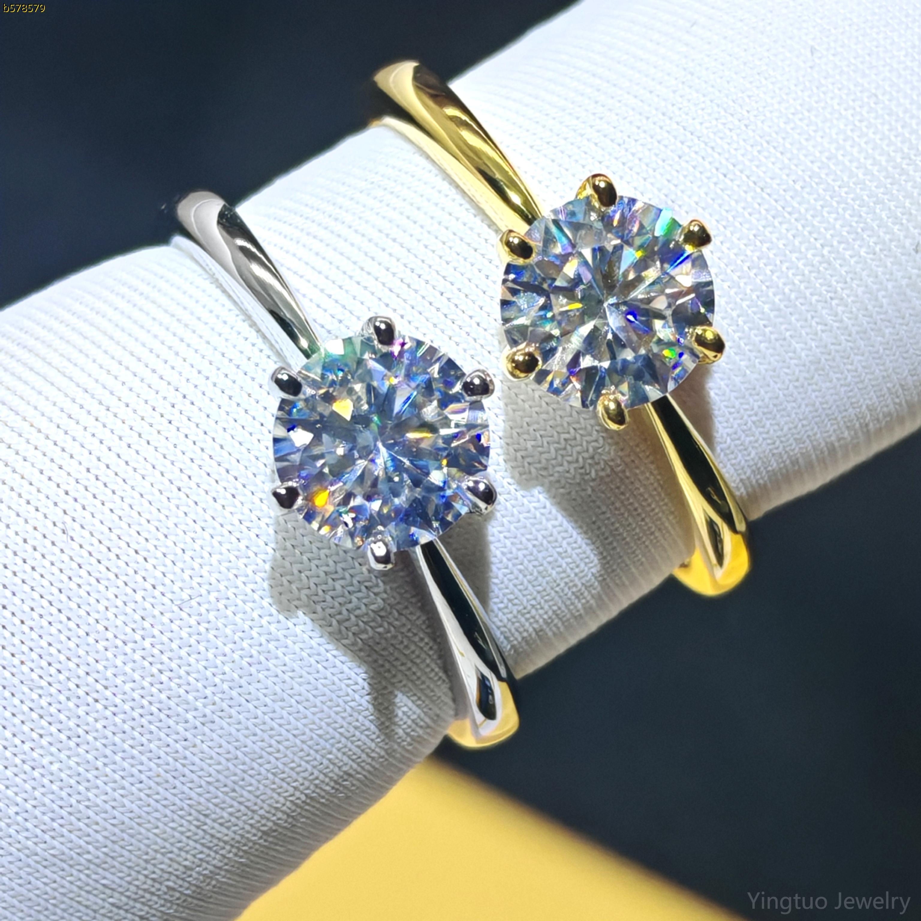 Wholesale Hip Hop S925 Six Claw 65mm Moissanite D VVS1 Trendy Rings 925 Silver Plated GRA