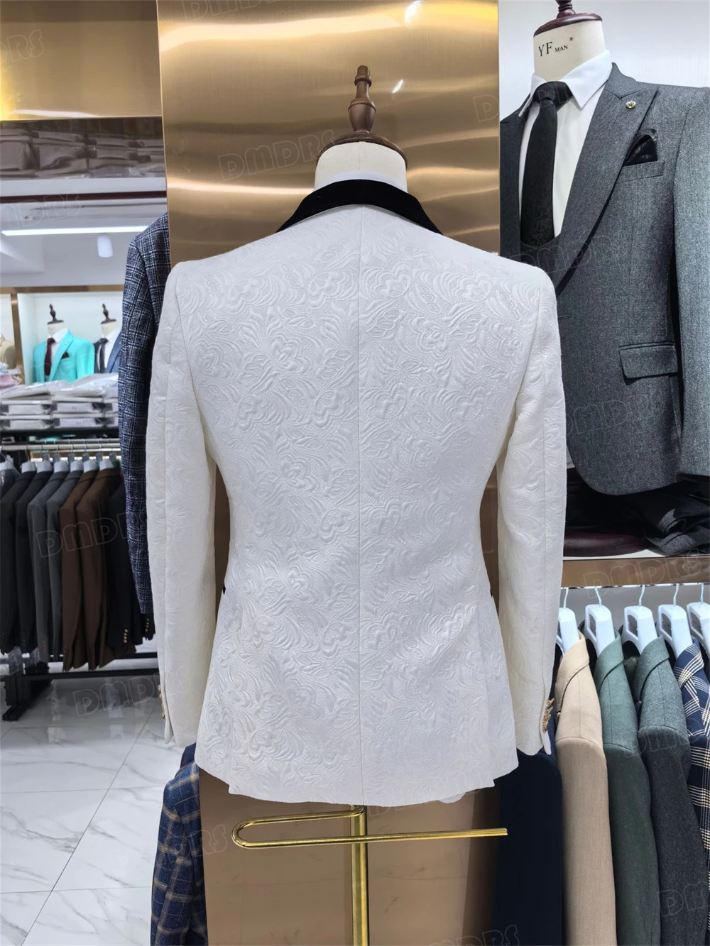 Fashion Paisley Mens 3 Pieces Formal Suit Set Blazer Vest Pants Wedding Groom Suits Man Dinner Engagement Tuxedo For Men 260715 81