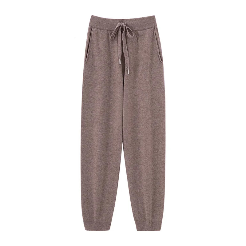 2024 Autumn And Winter 100 Pure Wool Flat Small Foot Pant Loose High Waist Lean Knitted Cashmere Bunched 260721banjia