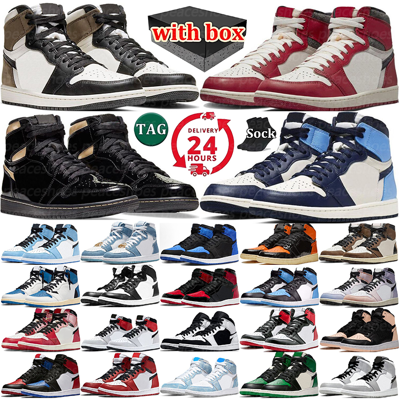 With Box Top J1 1 Sports Basketball Shoes 1s Designer Sneakers For Men Women University Blue Dark Mocha Chicago UNC Hyper Royal High Bloodline Taupe