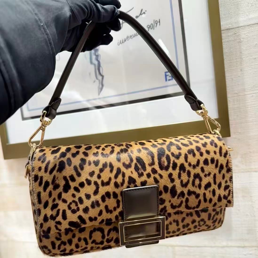 12A Leopard Flap Bag Print Calfhair luxury Sequin Bag Women Designer Closure Shoulder Tote Bling Handbags underarm bag adjustable crossbody strap Ev