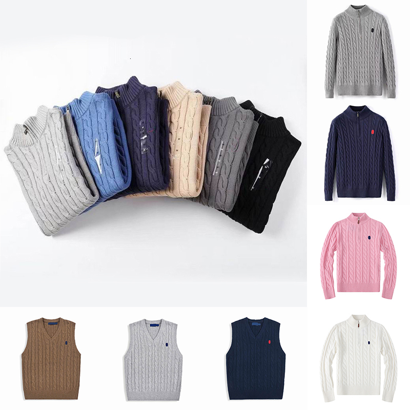 Sweaters polo Sweater quarter zip Men Designer Cardigan Quarter Zip Pullover Knitted Half Small Horser Jumper Long Sleeve Warm Wool Horse sweater