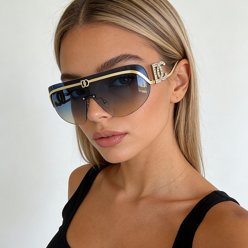 Designer Sunglasses Luxury New Metal Leg Integrated Advanced Outdoor Glasses Trendy Brand Personalized Letter Women's Flow Sunshade Sports Cycl