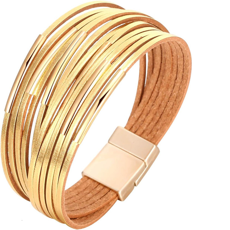 Bracelets en cuir pour femmes, bijoux occidentaux |Bracelets de manchette en cuir superposés, faciles à mettre et à enlever, style occidental Boh