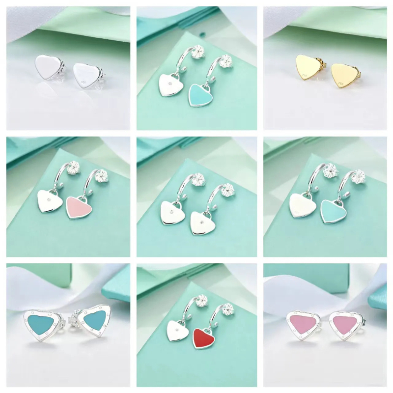 Luxury love heart designer earrings for women earring high quality silver plating AAA girls branded moissanite diamond ear rings wedding jewelry bir