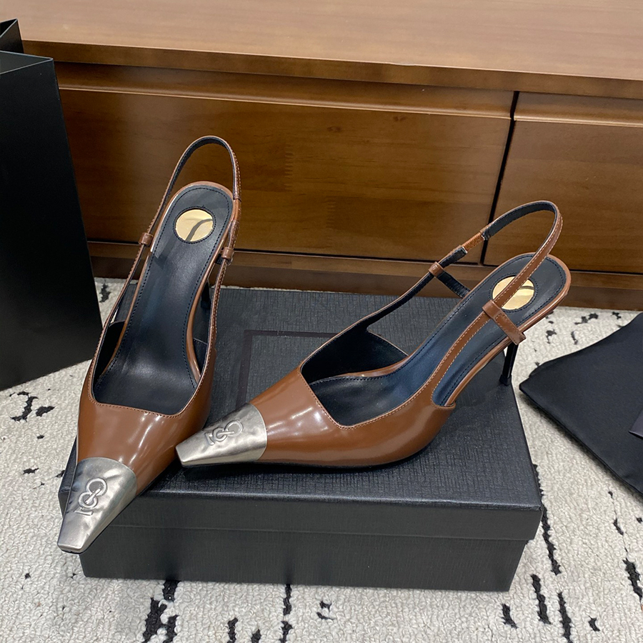 Designer femme sandale Slingbacks talons hauts en cuir véritable chaussures formelles sandales de créateur à talons hauts mode orteil bride à la