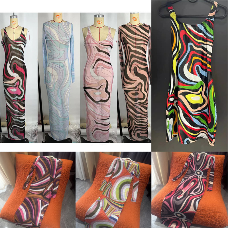 Robe de plage en maille pour femmes, imprimé rayé, haute élasticité, manches longues, jupe mi-longue, été, 2026