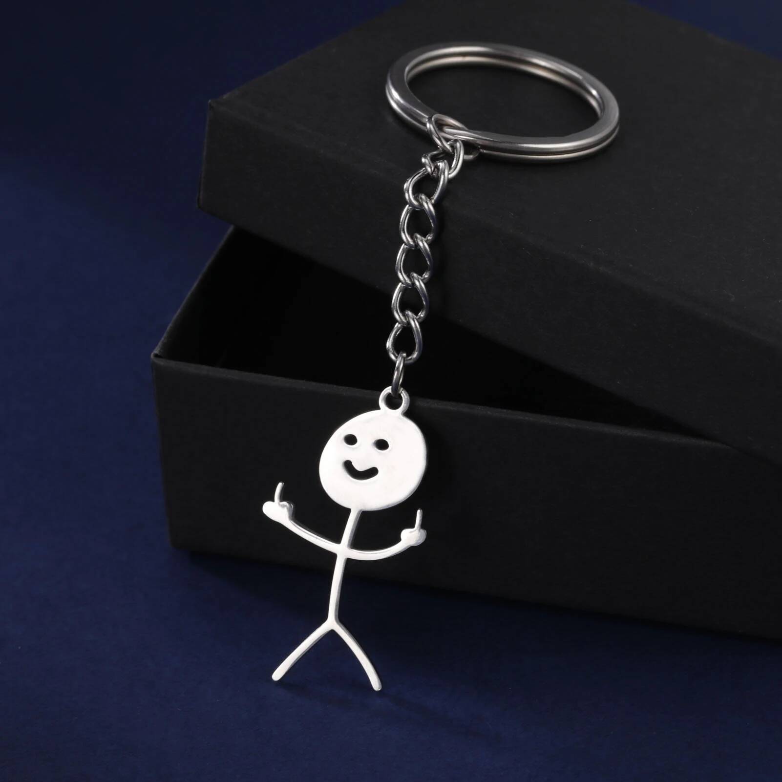Teamer drôle doigt du milieu Stickman porte-clés 2026 mignon tendance sac d'école clé de voiture pendentif Couple nouveau bibelot cadeau porte-cl