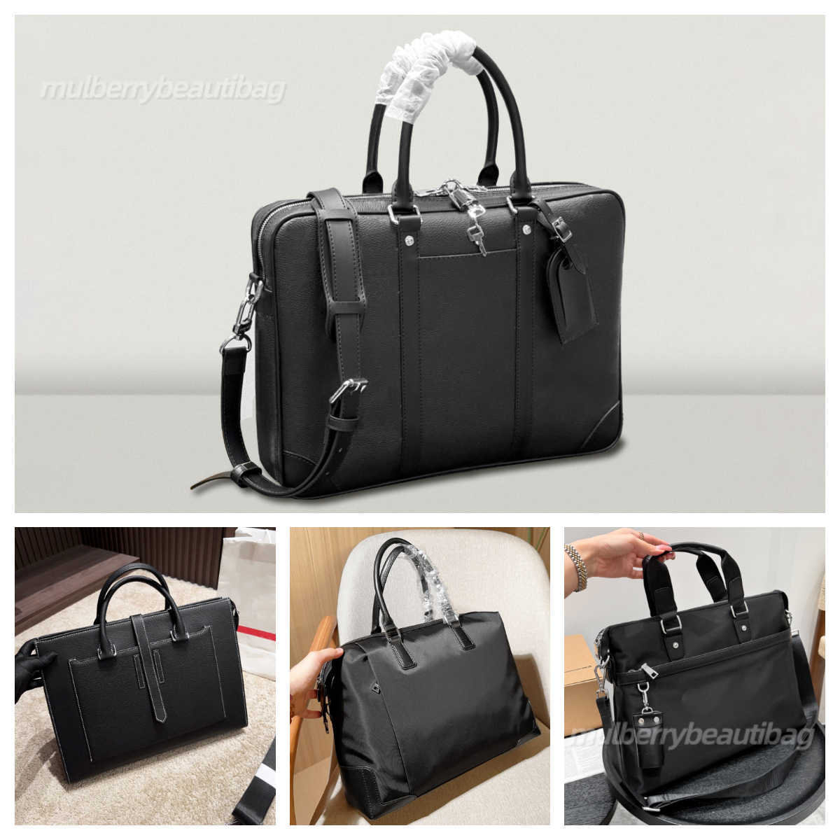 echte leren aktetas Laptoptas voor heren Modieuze zakelijke aktetas van zwart canvas Messenger bag Documententas Grote reistas Handtas