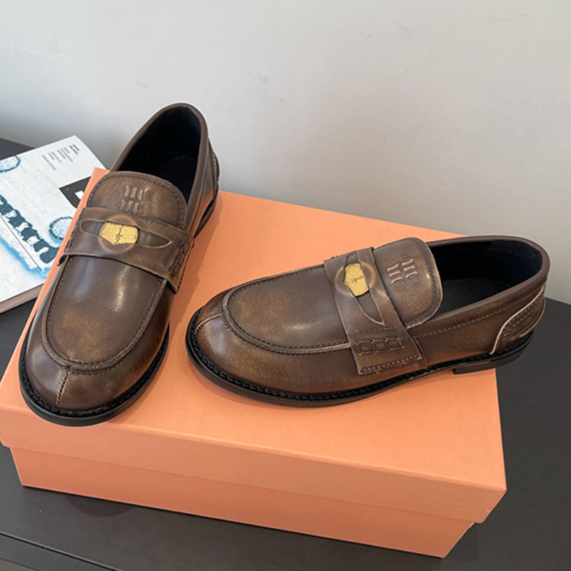 Elegant ladies 5D773 retro Casual loafers Luxury quality designer calfskin loafers Spring Autumn outdoor recreation Vintage effect Comfort versatile