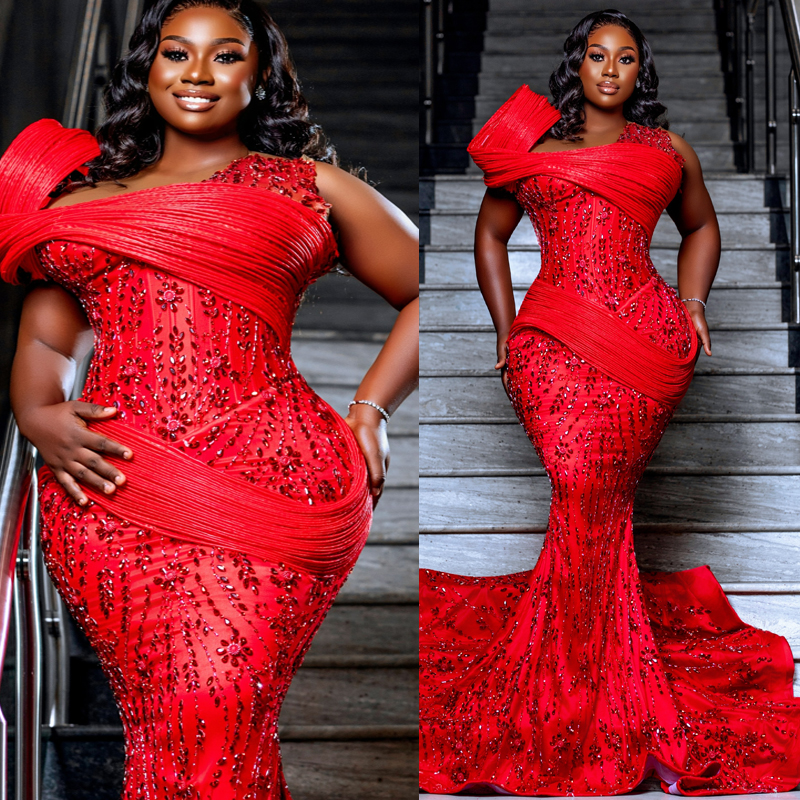 Plus Size Red Mermaid Prom Dress 2027 Evening Dresses One Sh