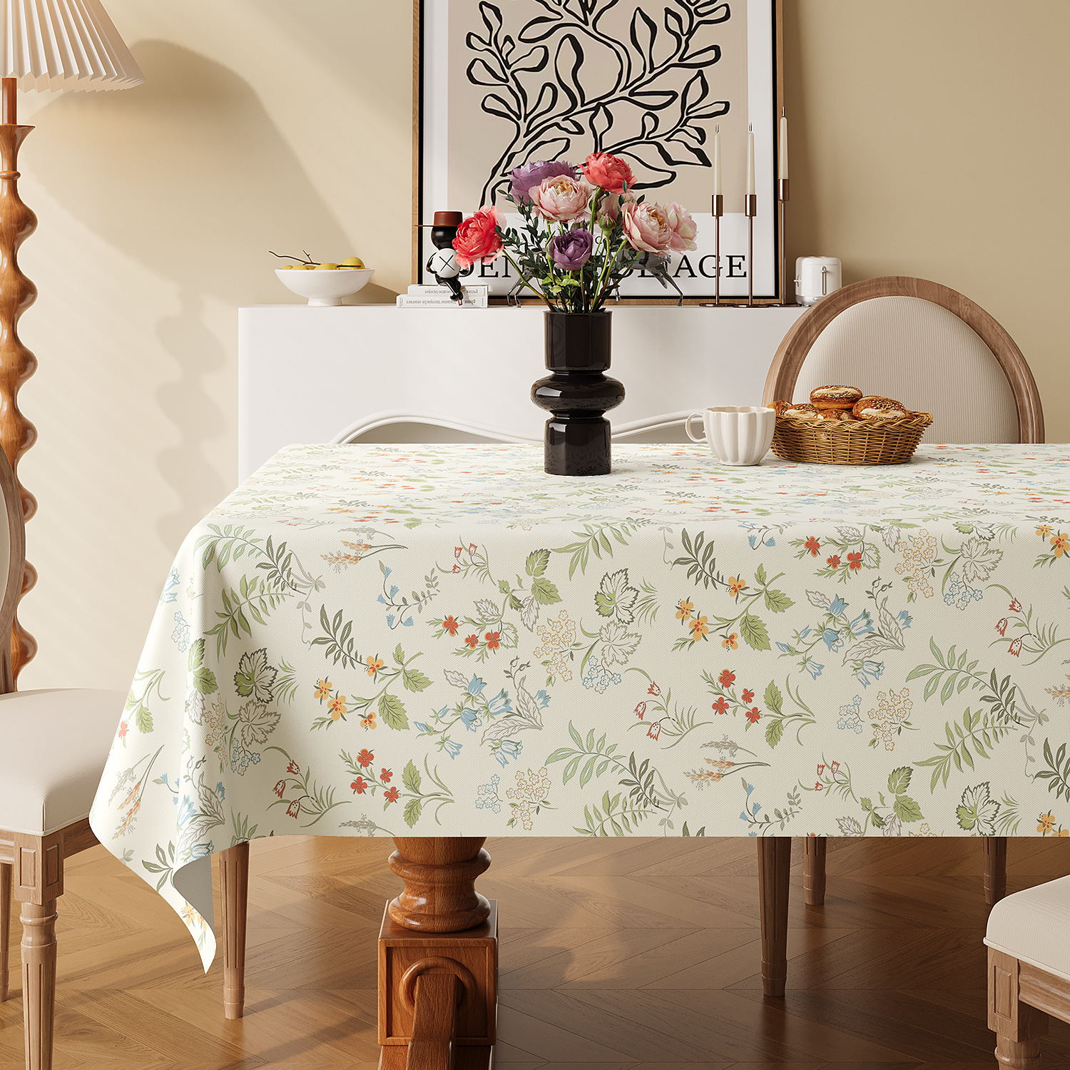 YL-38952 Nappe de style pastoral personnalisée rectangulaire, sans entretien, imperméable, résistante à l'huile et à la chaleur, adaptée aux tabl