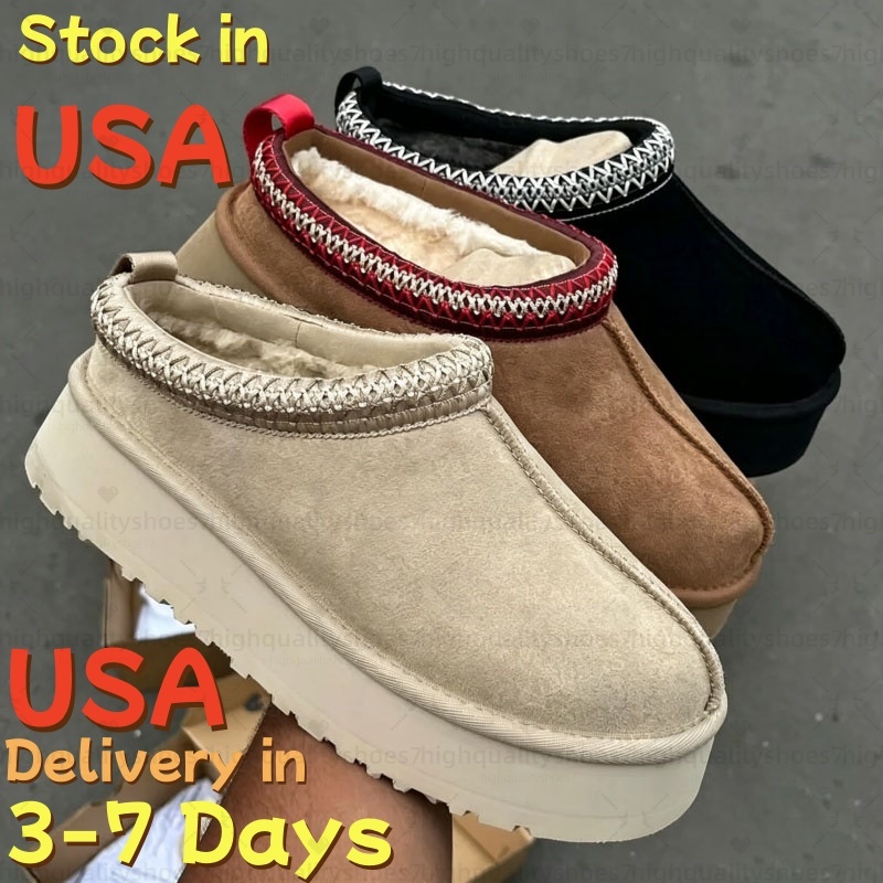 Tasman Slippers Women Tazz shoes Designer Snow Boot Winter Sheepskin Boots Ladie Platform Fur Slippers Womens Classic Ultra Mini Suede Wool Ankle Bo