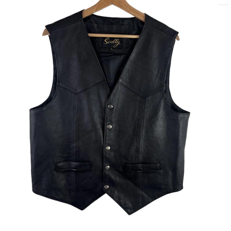 Men's Vests Men Vest Black Biker Motorcycle Hip Hop Waistcoat Male Faux Leather Punk Spring Sleeveless Plus Size Loose Casual