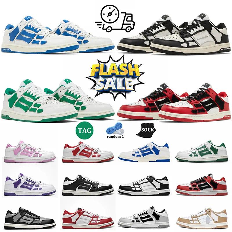 Designer Top mens trainers sneakers womens shoes White Green Black Grey Brown Blue Red Skel-Top Low Skel Skeleton Leather Lace Up Sneaker