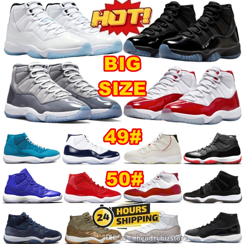 Big Long Size Basketball Shoes US 13.5 14.5 15.5 Large Sizes 48 49 50 11s 11 Cherry Cool Grey Metallic Silver Win Like Gamma Platinum Tint Legend Bl