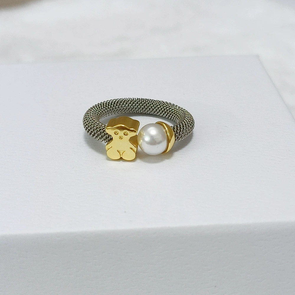 Nouvelle mode femmes hommes argent or blanc cuivre avec placage d'argent envergure ours dessin animé Animal fleur lettre blanc perle anneaux bijo
