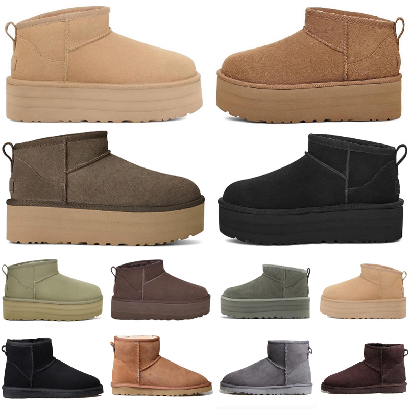 Snow Boots For Men Women Classic Ultra Mini Platform Designer Bottes Sheepskin Chestnut Black Mustard Seed Short Boot Lady Casual Wool Over The Knee