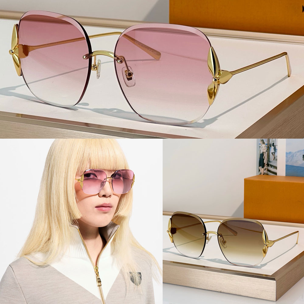 Lunettes de soleil carrées en métal à bords fleuris Lunettes de soleil de créateur pour femmes Z3238U Lunettes de défilé de mode à monture en mét