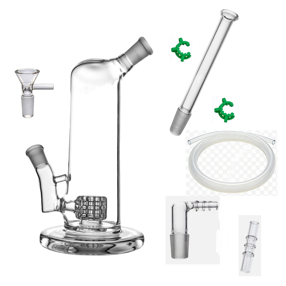 8 in 1 Glass Bubbler Kit Smoking Pipe Set with Silicone Tube