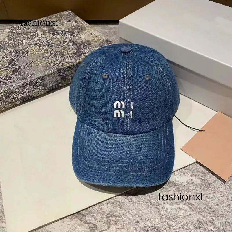 Denim Baseball MM Cap Women Hip Hop High Quality Designer Luxury Letter Brand Muies Muies Hat Ladies Men Outdoor Summer Casual Streetwear Snapback S