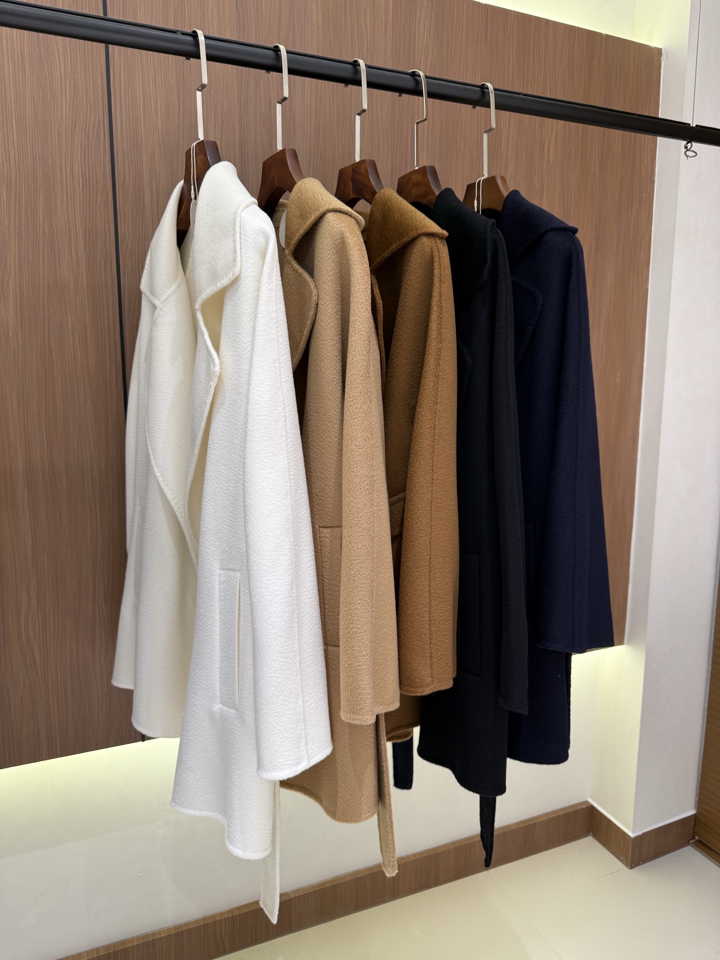 Autumn and winter loose lace up mid length casual versatile warm double-sided cashmere woolen coat