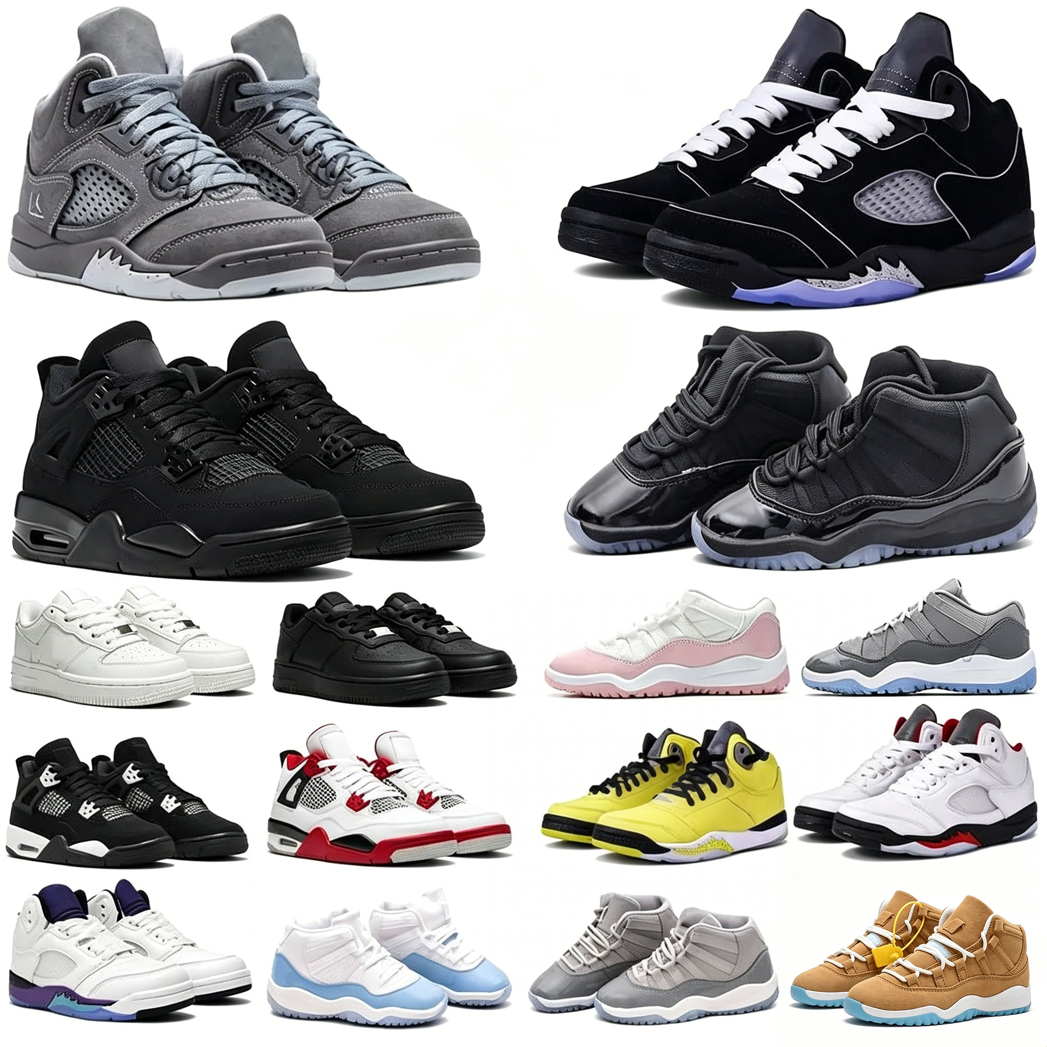 Designer Kids Shoes Basketball Shoes Red Black cats Toddler Sneakers Shoes Wolf grey Cool Grey University Blue Bred Boys Girls kids Shoes Designer A