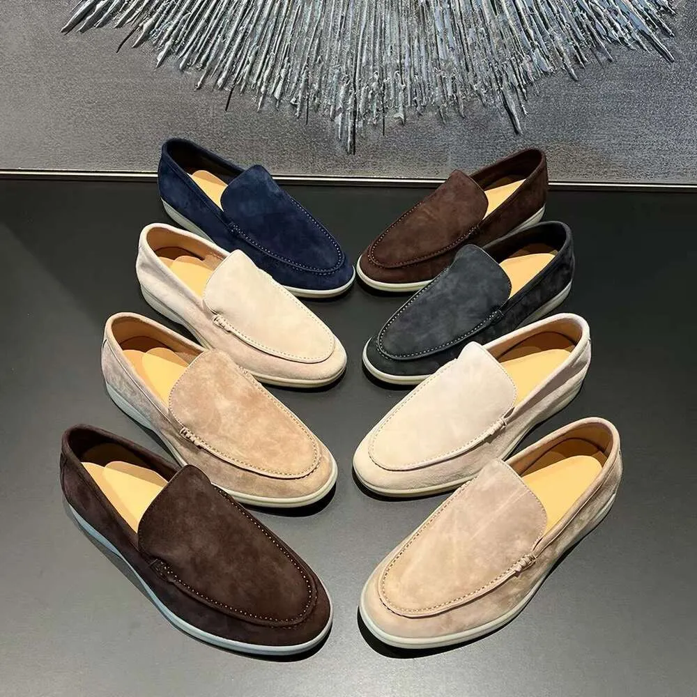 Mens loafers women dress shoes designer loafer men summer flat woman casual shoe luxury moccasin slip on suede low top leisure shoes apricot black