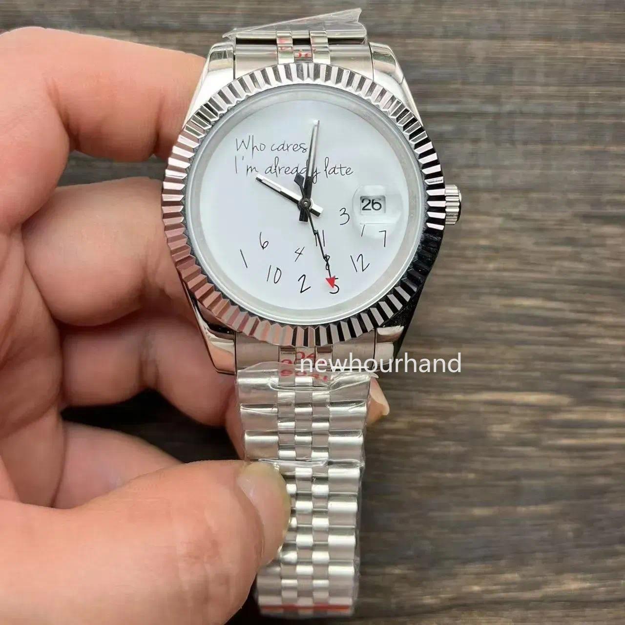 U1 Top-grade AAA ST9 Montre Mouvement mécanique automatique Who Cares Im Déjà en retard 41mm 904L Montres en acier inoxydable Boucle coulissante