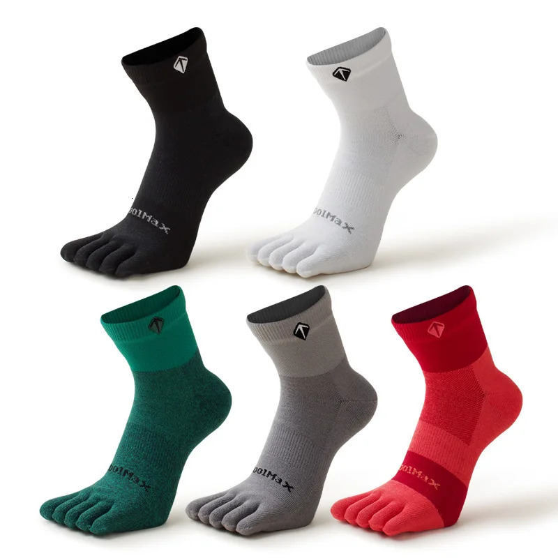 5 Pairslot High Elasticity Mens Socks Soft Breathable Cotton Women Fitness Sweat Wicking Split Toe Outdoor Running 260713BANJIA