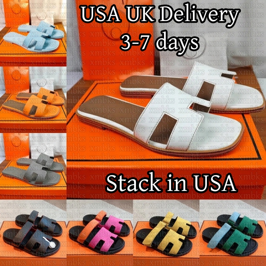 Stack aux États-Unis Sandales de créateurs de haute qualité Chypre Sandal Cuir de veau Femmes Pantoufles Nior Blanc Orange Bleu Rose Or Etoupe Ep